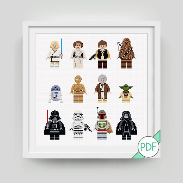 Star Characters Cross Stitch Pattern, PDF INSTANT DOWNLOAD