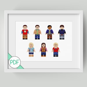 Cross Stitch Pattern: Big Bang Characters, PDF INSTANT DOWNLOAD