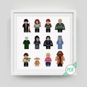 Cross Stitch Pattern: Collection of Wizards, Witches and Friends Characters, PDF INSTANT DOWNLOAD