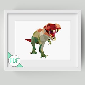 Kreuzstichmuster für Fortgeschrittene: Geometrischer Tyrannosaurus Rex, PDF INSTANT DOWNLOAD, modern, abstrakt, groß, Dinosaurier, t-rex, trex,t rex