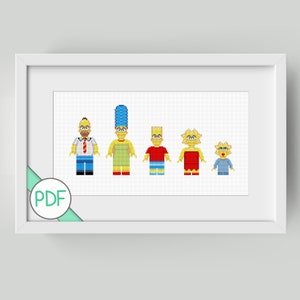 Cross Stitch Pattern: Cartoon Family Characters, PDF INSTANT DOWNLOAD