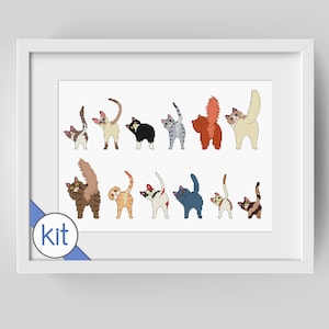 Cross Stitch Kit: Funny Cats showing off their Butts, Cute Cats, Cat