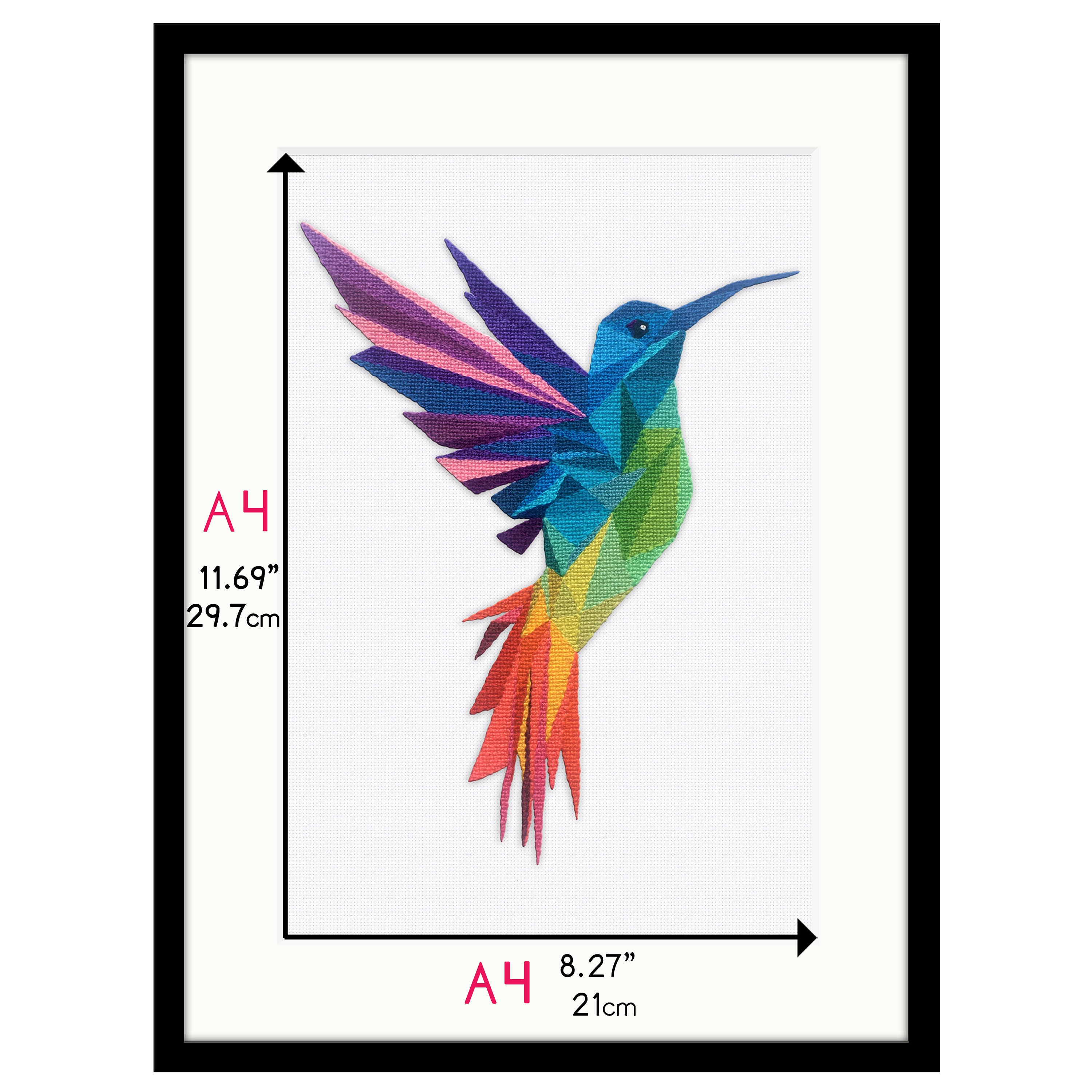 Advanced Cross Stitch Kit Geometric Hummingbird Etsy UK