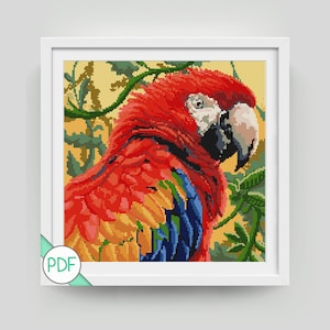 Cross Stitch Pattern : Parrot PDF INSTANT DOWNLOAD