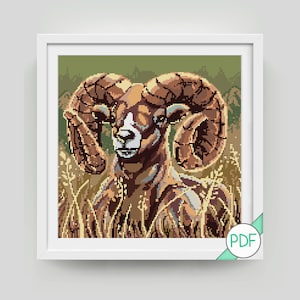 Cross Stitch Pattern : Ram Goat PDF INSTANT DOWNLOAD