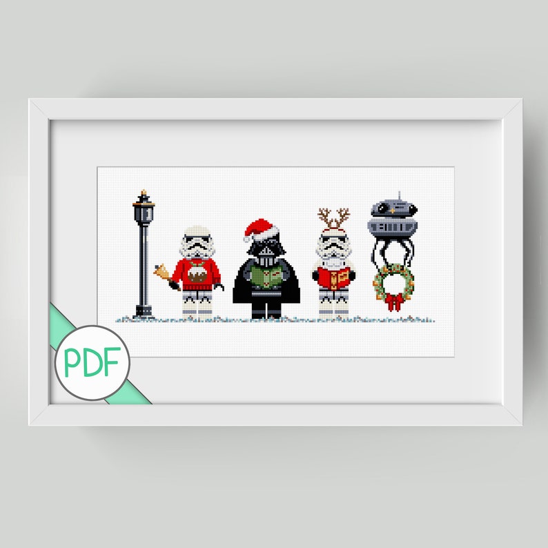 Cross Stitch Pattern: Star Character Christmas Carol Singers, PDF INSTANT DOWNLOAD, image 1