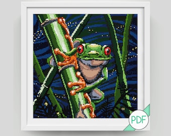 Cross Stitch Pattern : Tree Frog PDF INSTANT DOWNLOAD
