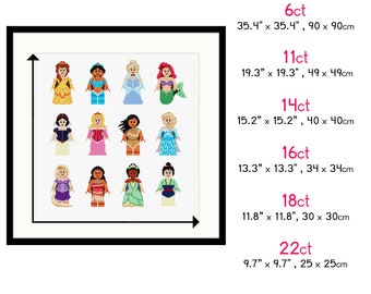 Classic Princesses Cross Stitch Pattern Characters, PDF INSTANT