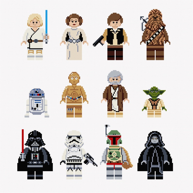 Cross Stitch Pattern: Collection of Star Characters, PDF INSTANT DOWNLOAD image 2