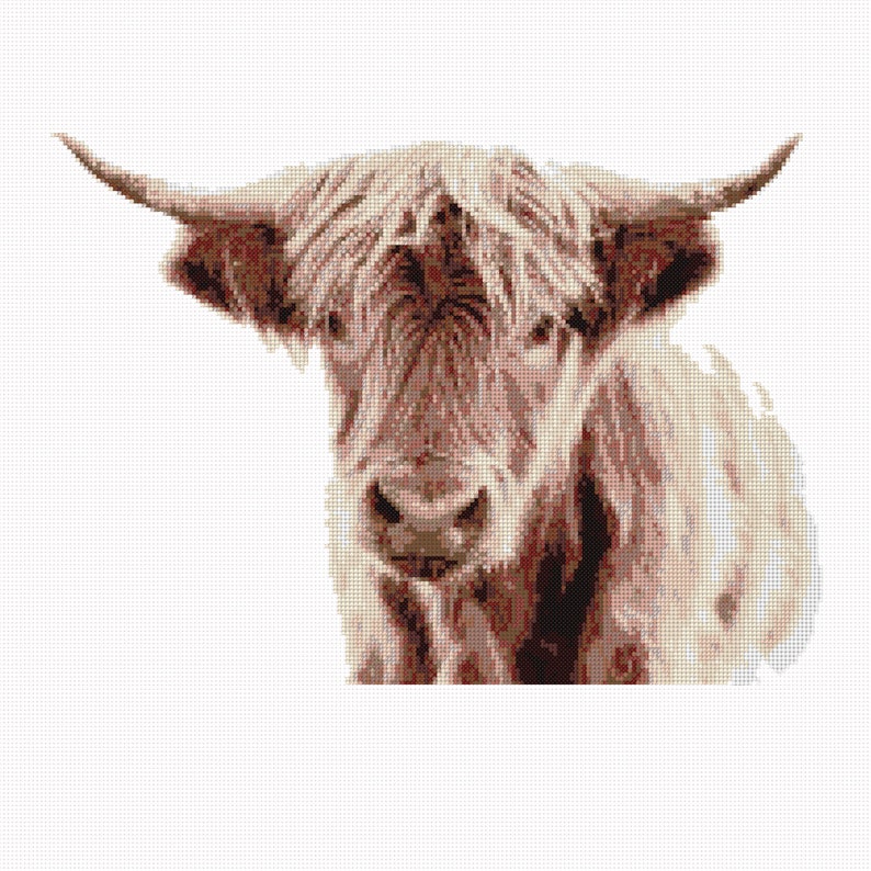 Cross Stitch Kit Highland Cow Cow Animal Large Scotland Etsy