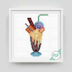 Cross Stitch Pattern: Ice Cream Sundae , PDF INSTANT DOWNLOAD Pattern Keeper