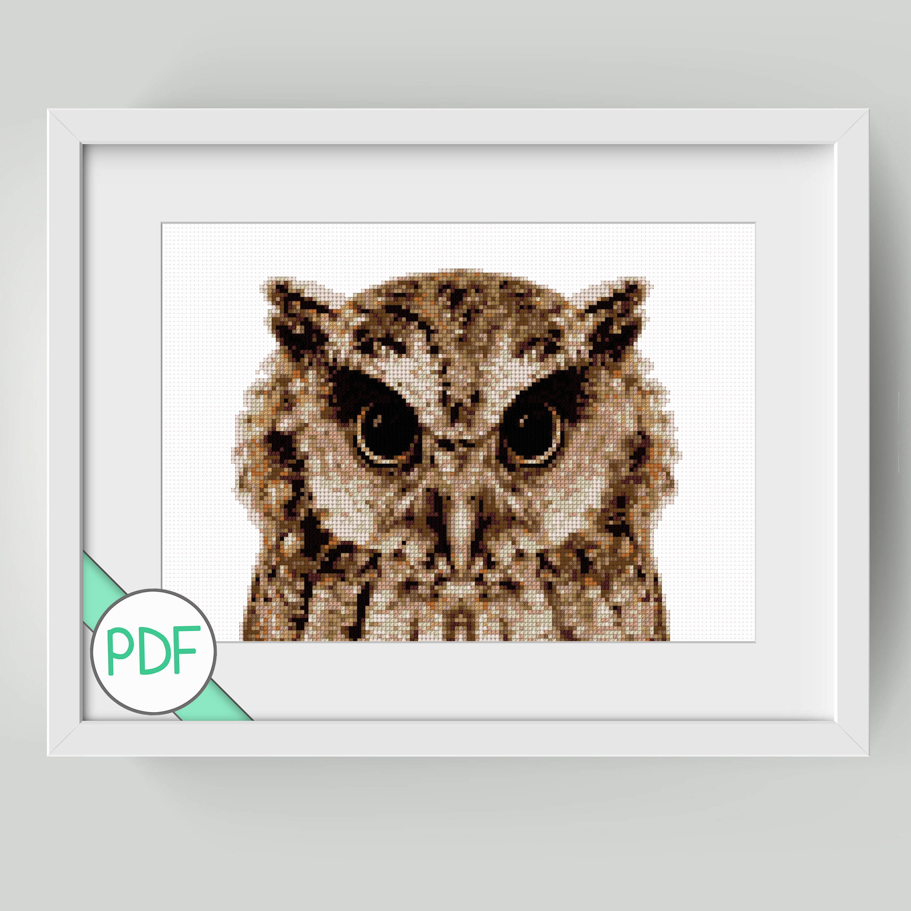Cross Stitch Pattern: Field Owl, PDF INSTANT DOWNLOAD, Owl, Bird