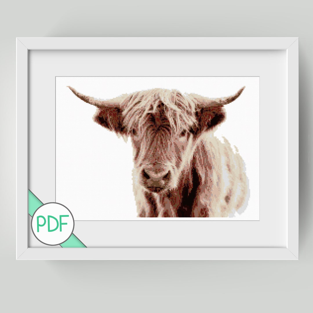 Highland Cow Cross Stitch Pattern PDF INSTANT DOWNLOAD Cow - Etsy