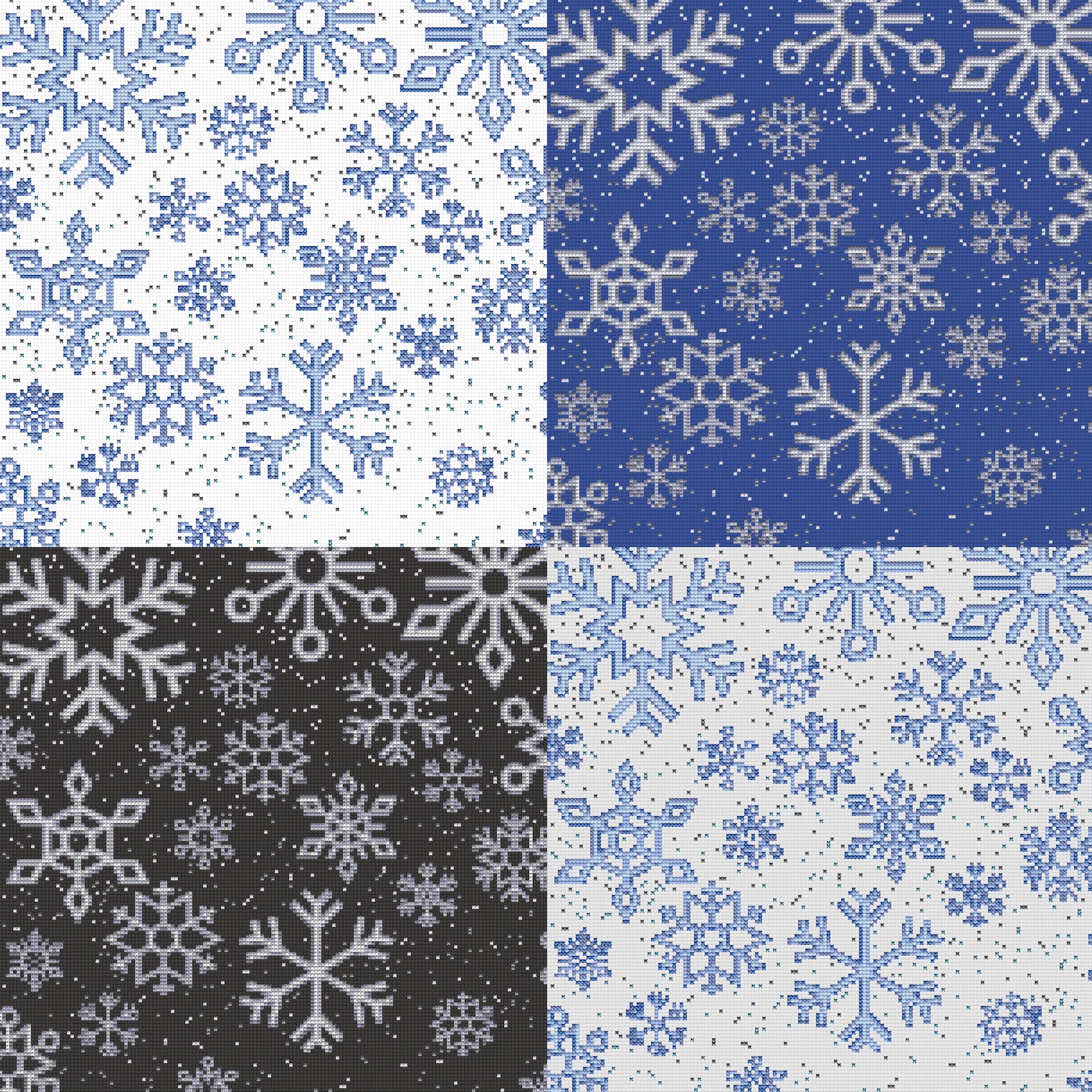 Cross Stitch Patterns: Snowy Night Pattern and 20 Snowflake - Etsy