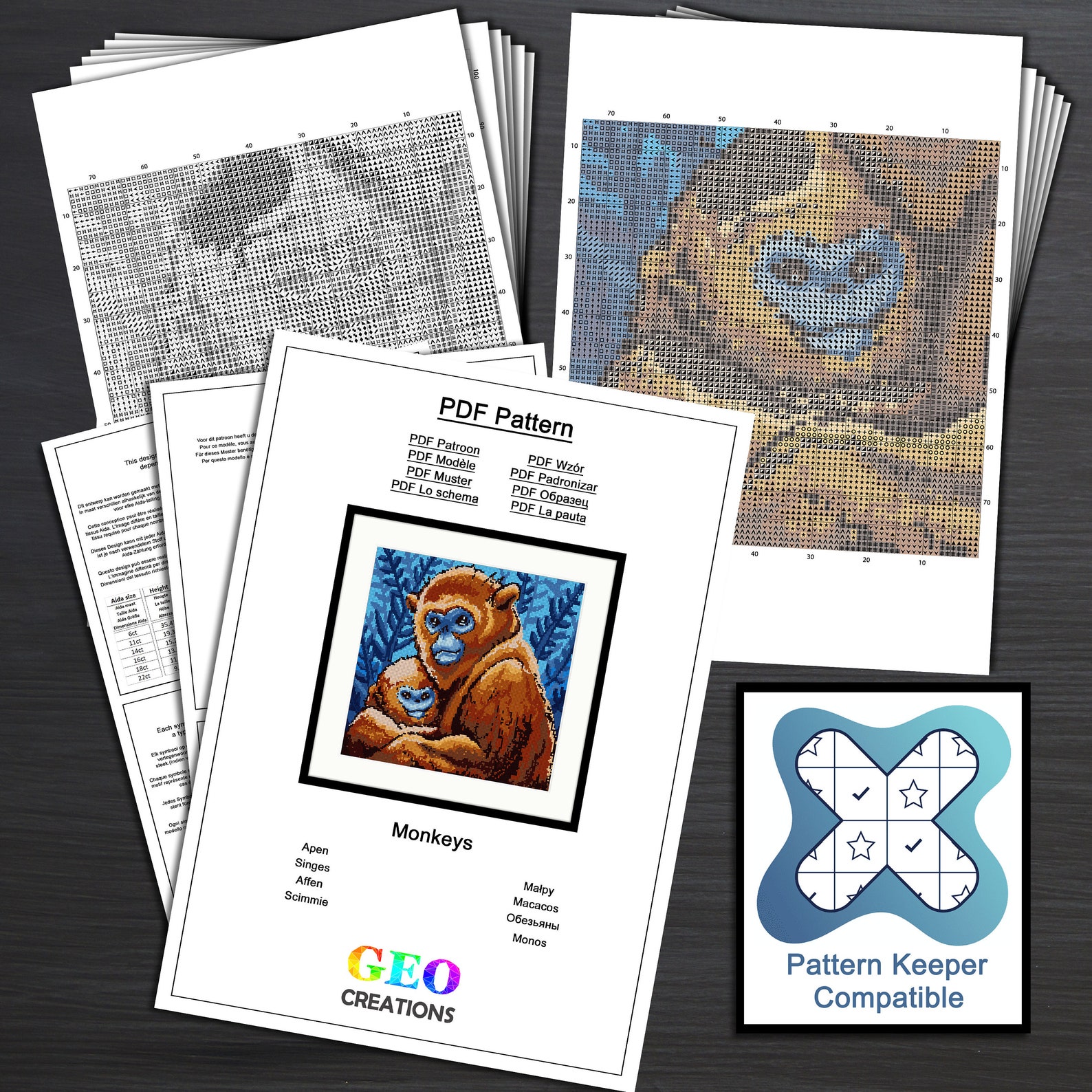 Monkeys Cross Stitch Pattern PDF INSTANT DOWNLOAD - Etsy