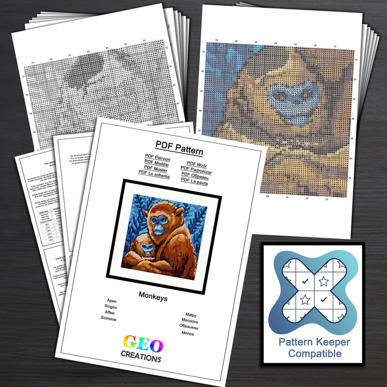 Monkeys Cross Stitch Pattern PDF INSTANT DOWNLOAD - Etsy