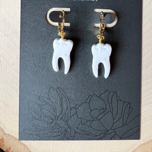 tooth hanging stud earrings