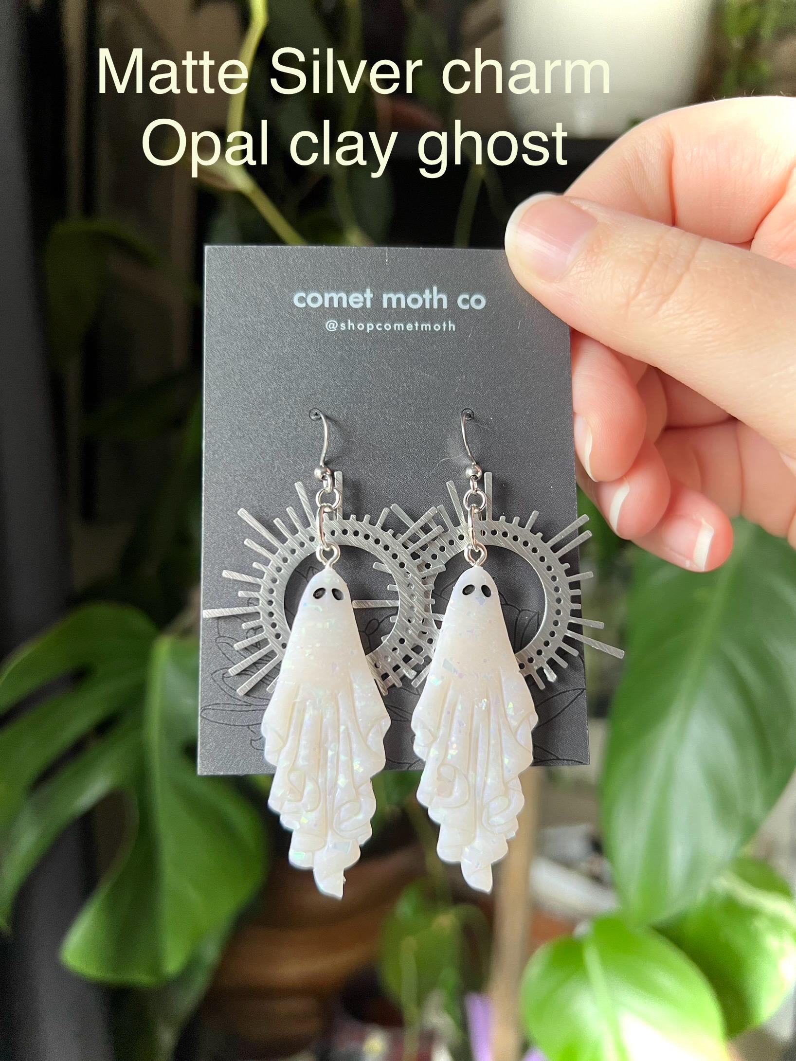 THE ORIGINAL Gold and opalescent ghost earrings | halloween | polymer clay | witchy | hypoallergenic