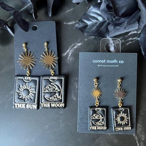 tarot card earrings | polymer clay | witchy | goth | esoteric | celestial