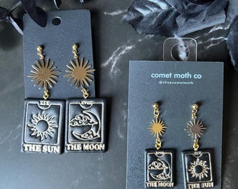 tarot card earrings | polymer clay | witchy | goth | esoteric | celestial