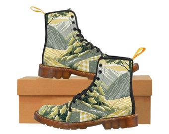 Woman's Canvas Boots - Gingham Landscape - Abstract