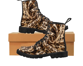 Women's Canvas Boots with an all over Leopard Print