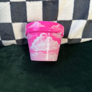 Pink Cloud Painted Plant Pot - Painted Pot - Hand-painted Planter - Cute Planter - Cloud Planter - Pink Pot - Cute Plant Pot - Colorful Pot