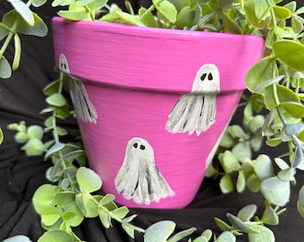 Pink Ghost Pot, Pink Ghost Planter, Cute Ghost Plant Pot, Cute Ghost Planter, Halloween Pot, Halloween Planter, Spooky Season Plant Pot