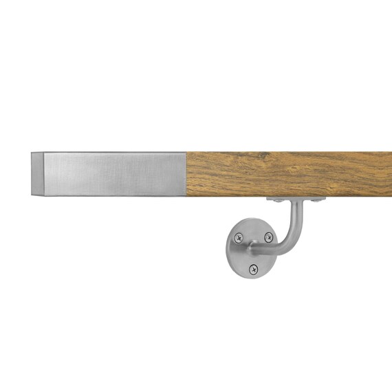 Fello Light Oak Handrail Iron Rail Wall Mount Inox Stainless Etsy