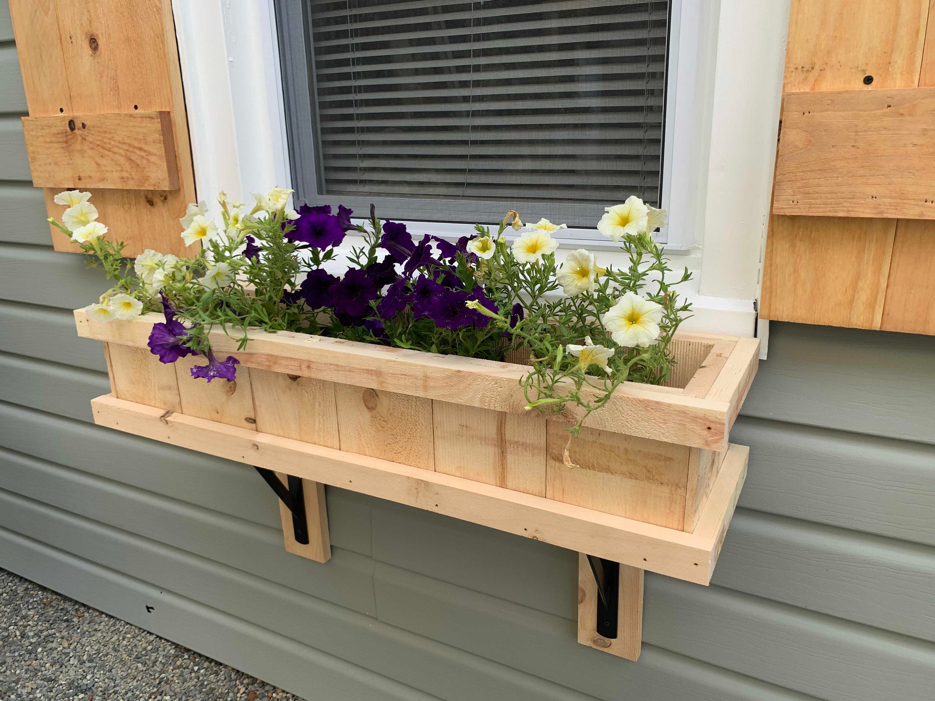 Exterior Wooden Window Flower Box Cedar Etsy