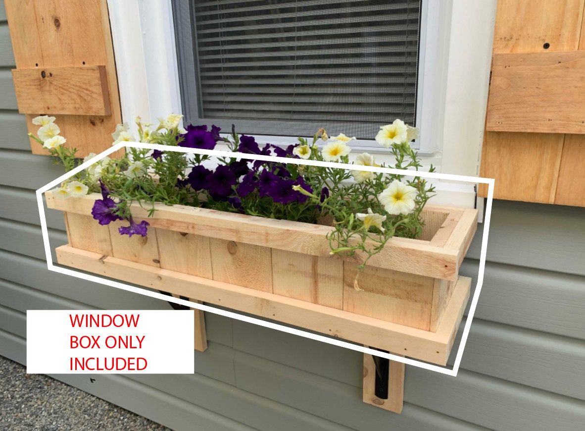 Exterior Wooden Window Flower Box Cedar Etsy