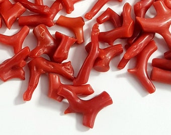 10 piezas de coral rojo natural áspero, ramas árbol de coral crudo, AAA +++ Coral crudo, forma desigual A(6x8 MM )/B (5x6 mm) áspera lisa [LQB 07-08]