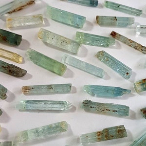 100% Natural Aquamarine Gemstone Rough Sticks 20/30/50 Pcs. Aquamarine Minerals Gemstone Rough Pencils Size - 5x14 to 5x22 Approx [LQB 187]