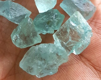 blue colors Aquamarine Gemstone Raw Rough 20 Pcs. Aquamarine Minerals Gemstone rough Size - 8x10 to 13x15 MM  [LQB 198] Transparent Rough