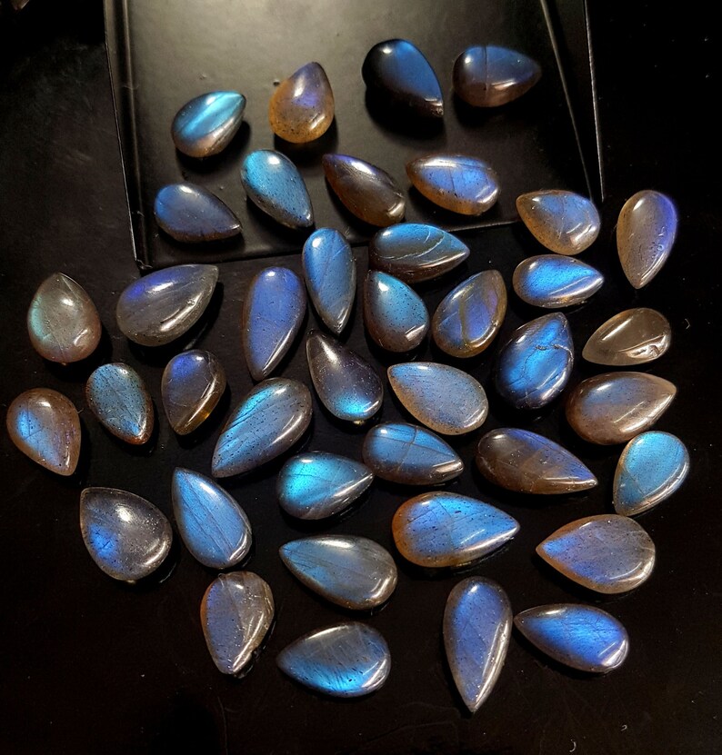 Natural Labrdorite Gemstone AAA++ Quality Briolette Beads Pear Shape Smooth ! Amazing Blue Flashy Fire ! LQB 73 Size 8x14 MM Approx.