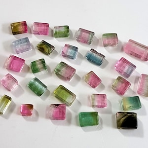 Natural Tourmaline Gemstone Watermelon Drilled Tourmaline Cabochon Slice Bio Tourmaline Slice Jewelry Making Cabochon Drilled Slice 3Pcs