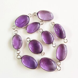 5 PCS  Natural Amethyst Gemstone Oval shape Gemstone Charms & Connector Single/Double Looped Size 8x10 to 8x13 High Quality Amethyst CQB 454