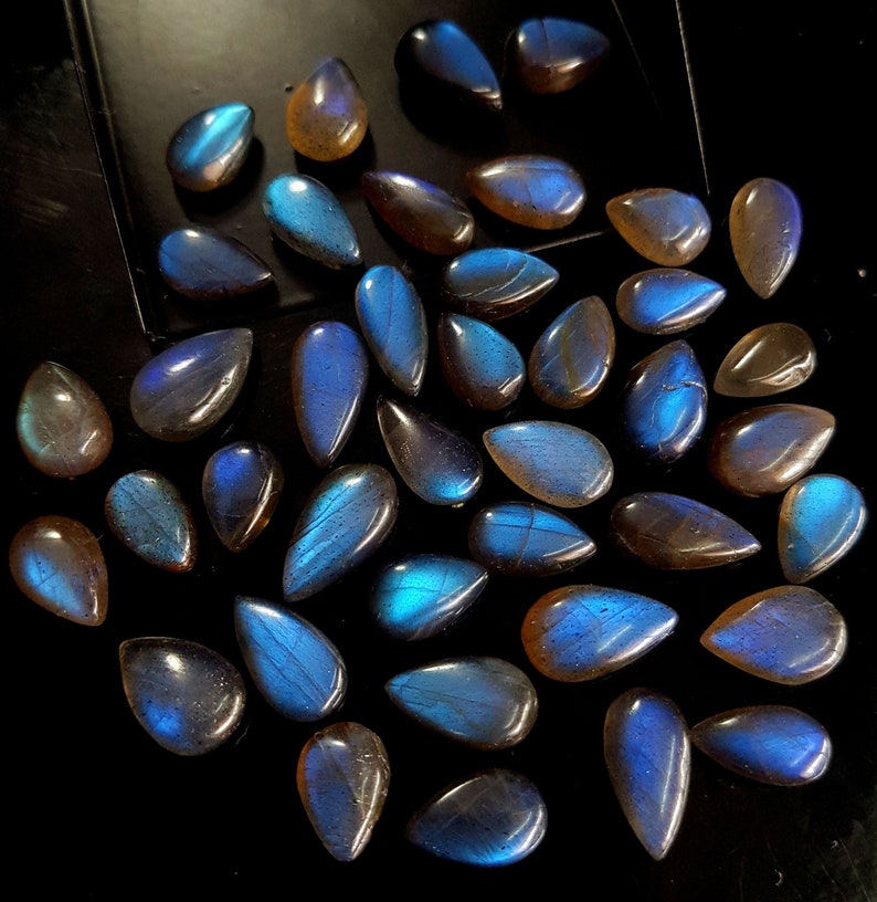 Natural Labrdorite Gemstone AAA++ Quality Briolette Beads Pear Shape Smooth ! Amazing Blue Flashy Fire ! LQB 73 Size 8x14 MM Approx.