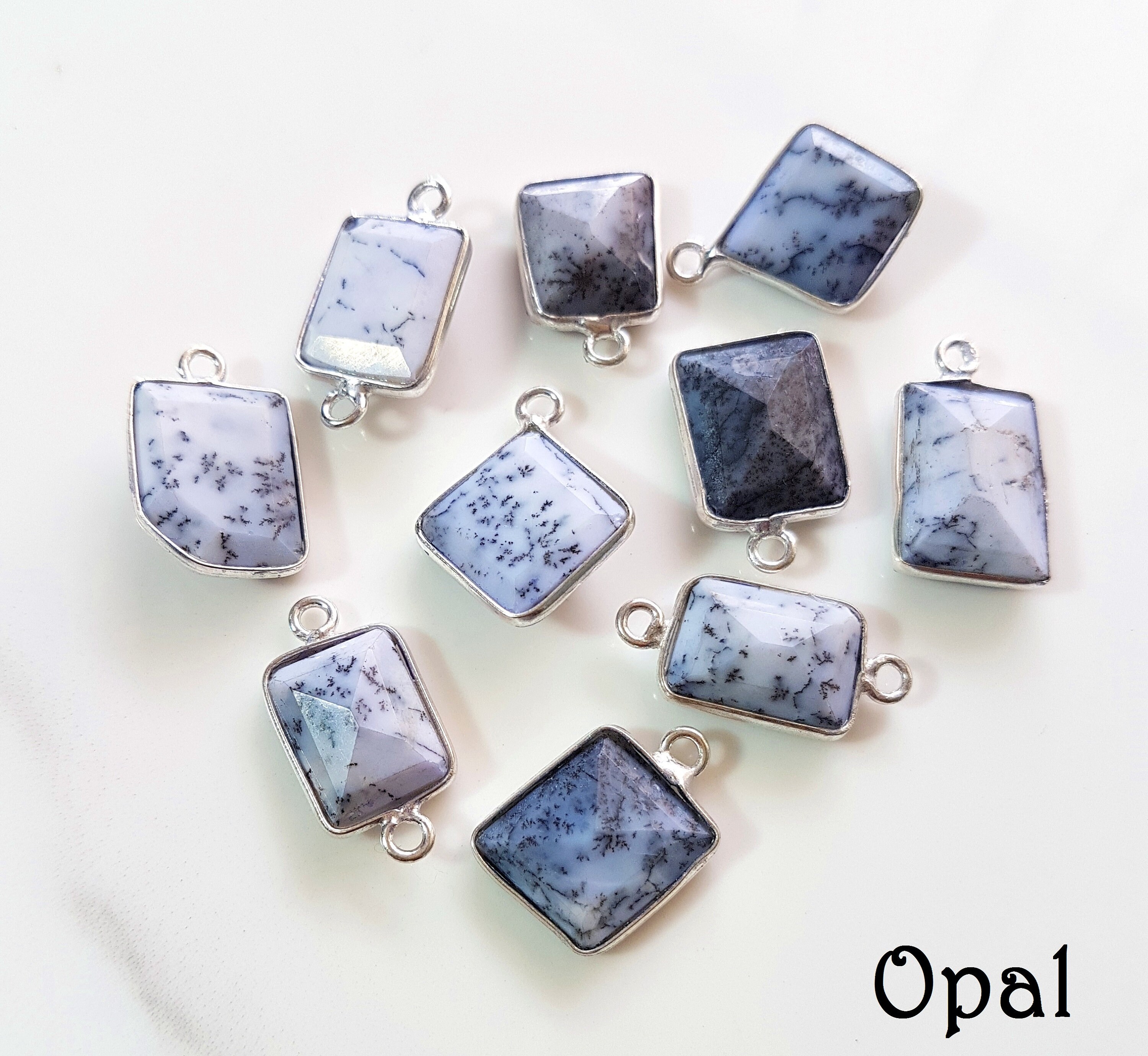 5 Piece  Wholesale Natural Multi Howlite Gemstone Connector Fancy Cut Cabochons Mix Shaped Connector & Charms Single/Double Looped E10035