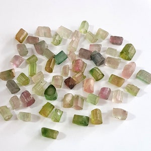 bi colors minerals Multi Tourmaline Gemstone Sticks 20 Pcs. 4x5 to 4x8 MM Tourmaline Minerals Gemstone Raw Rough [LQB 174] Undrilled Sticks