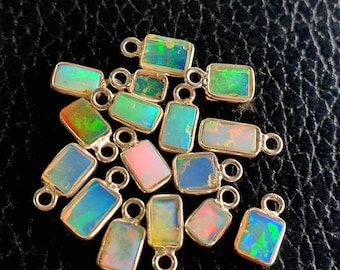 Ethiopian Opal Charms, Sterling Solid 925 Silver Charms, Opal Connector, Opal Charms, Ethiopian Opal Pendant & Necklace for Jewelry Making