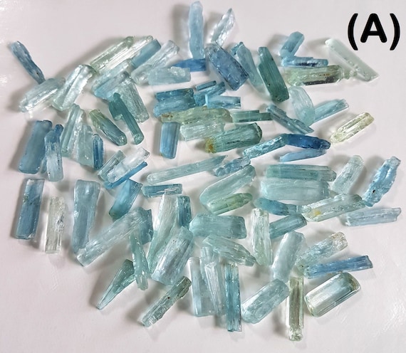 Natural Aquamarine Gemstone Sticks 20/30/50 Pcs. Aquamarine Minerals Gemstone rough Sticks [LQB 124 - 125] Undrilled Sticks