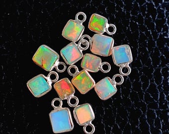 Ethiopian Opal Charms, Sterling Solid 925 Silver Charms, Opal Connector, Opal Charms, Ethiopian Opal Pendant & Necklace for Jewelry Making