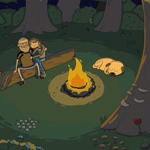 Impresión en lienzo *Tiempo de calidad* - Ilustración inspirada en Hora de aventuras