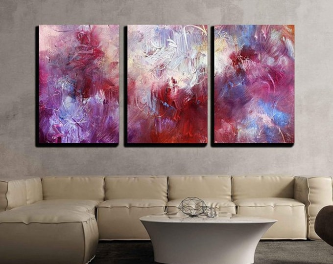 3 Piece Canvas Wall Art - Abstract Oil Paint Texture on Canvas - Modern Home Decor, Framed Ready to Hang - 16"x24"x3 Panels