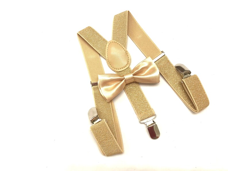Champagne Gold Bow Tie & Matching Suspender Tuxedo Wedding Etsy