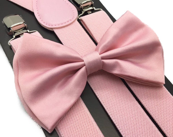Blush Pink Suspenders, bow tie, Men suspenders,  Blush Pink, Wedding suspenders, rustic wedding, bowtie