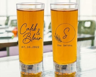 Personalized Wedding Shooter Glass Favors, Custom Wedding Shooter Glasses, Customized Tall Shooter Glass Favor, 2oz Clear Shooter Glass (66)