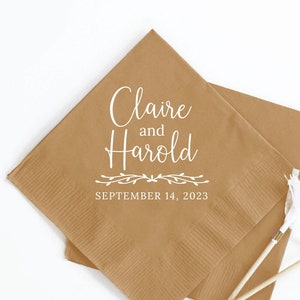 Serviette cocktail de mariage personnalisée en cadeau, cadeau de mariage personnalisé, serviette de mariage personnalisée en cadeau, faveurs de serviette de mariage et cadeaux (231)