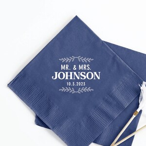 Cadeaux de serviette en papier M. et Mme, serviettes cocktail personnalisées, cadeaux de serviette de mariage, serviettes de mariage personnalisées, serviettes de mariage personnalisées (110)